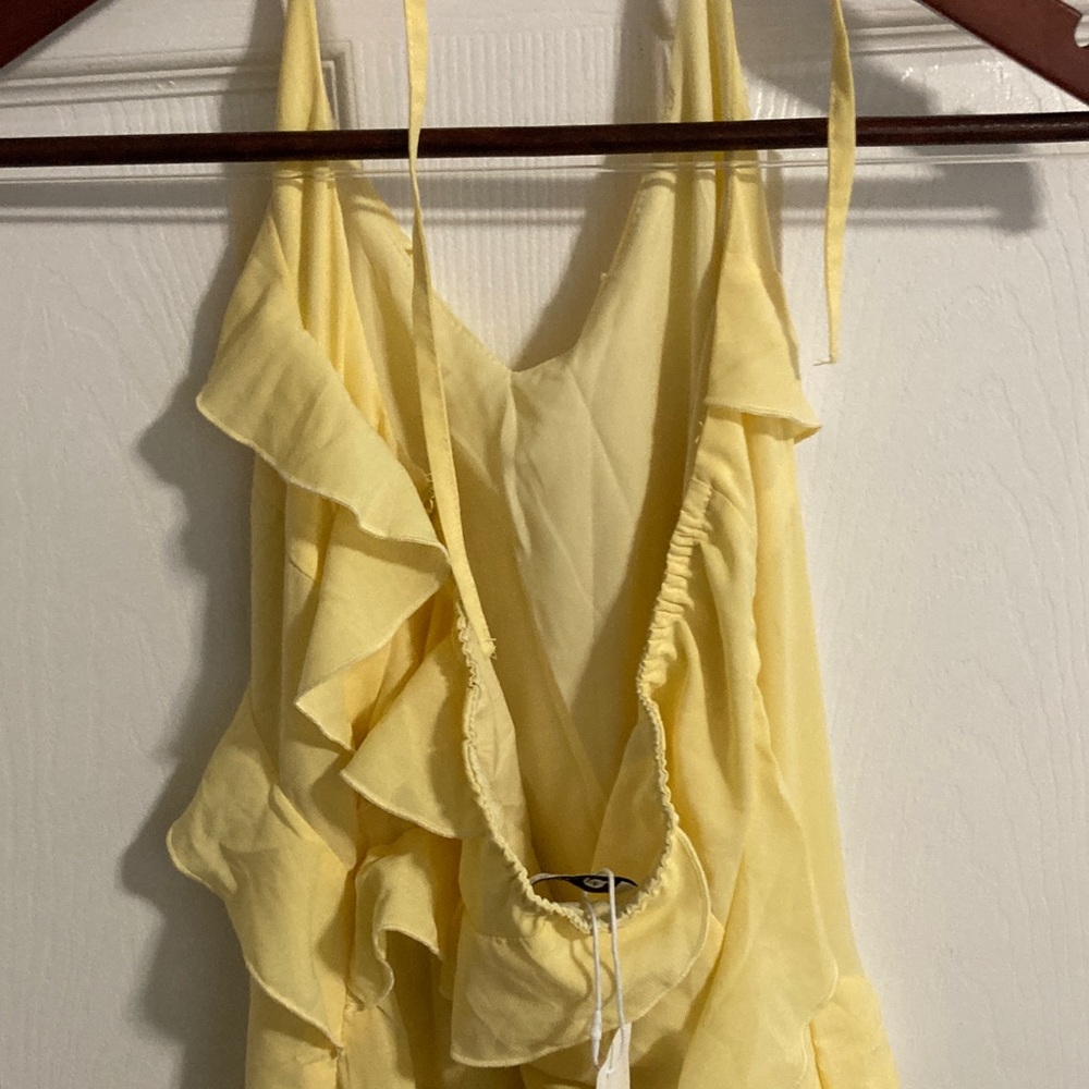 Yellow Ruffled Halter Dress - Picture 12 of 15
